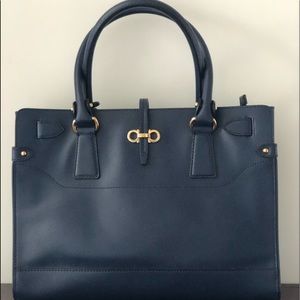 Ferragamo Vintage Navy Medium Batik Handbag